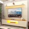 Painel até 85″ Royal 220 Off White + Rack Nobre 210 (Pés de Madeira) Off White/Naturale – GELIUS
