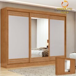 Guarda-Roupa 3 Portas Nice 2,70 m Amêndoa Clean/Off White/Amêndoa Clean – LOPAS
