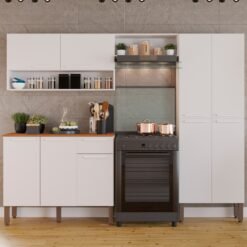 Cozinha Completa com Balcão Madri Branco - SALLÊTO