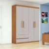 Guarda-Roupa 4 Portas Zeus 1,19 m Amêndoa Clean/Off White - LOPAS