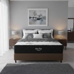 Colchão Casal Star Plus 25 cm D26 Molas Ensacadas + Base Simples Corino Marrom – INOVAFLEX + ALTO NÍVEL