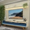 Painel até 85″ Nobre 230 Off White + Rack Requinte 212 Off White/Azul – GELIUS