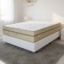 Colchão Casal Toronto 30 cm D28 Molas Ensacadas + Base Simples Corino Branco – ECOTEC + BIOSTAR