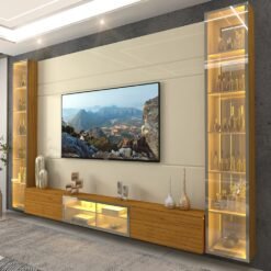 Home Suspenso até 85" Luminare Reflecta com Duas Torres 293 Off White/Naturale - GELIUS