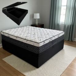 Colchão Casal Prime Light 30 cm D28 Molas Ensacadas + Base Baú Corino Preto – ORTHOPRIME + BIOSTAR