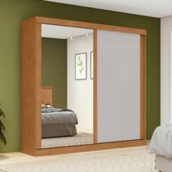Guarda-Roupa 2 Portas Zeine 1,80 m Amêndoa Clean/Off White/Amêndoa Clean - LOPAS