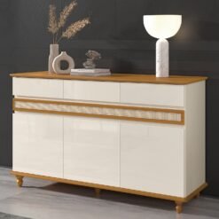 Buffet 3 Portas Açores Off White/Cedro - EDN MÓVEIS