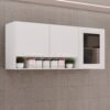 Armário Aéreo 3 portas Vidro Fumê New Valência Branco - SALLÊTO