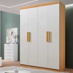 Guarda-Roupa 4 Portas Colibri 1,38 m Cinamomo/Off White - D'DORO MÓVEIS
