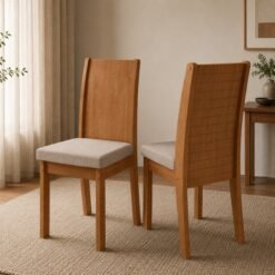 Kit 2 Cadeiras Athenas Amêndoa Clean/Linho Rinzai Bege - LOPAS