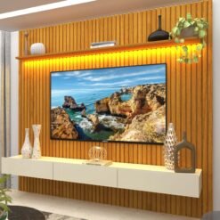 Home até 85″ Nobre Ripado 230(Com Nicho) Naturale/Off White – GELIUS