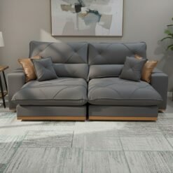 Sofa Retratil e Reclinavel Aquiles/Gran Bello 2,50 m Veludo Cinza 101 - ZARAT ESTOFADOS