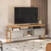 Rack até 70" Esmeralda Nature/Off White - LINEA BRASIL
