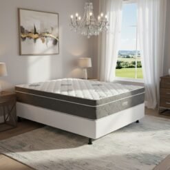 Colchão Casal Essential Pocket 30 cm D26 Molas Ensacadas + Base Simples Corino Branco – INOVAFLEX + BIOSTAR