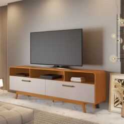 Rack até 70″ Cristal Cinamomo/Off White – JCM MOVELARIA