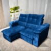 Sofá Retrátil e Reclinável Suíça 2,10 m  Veludo Azul - LEO DECOR
