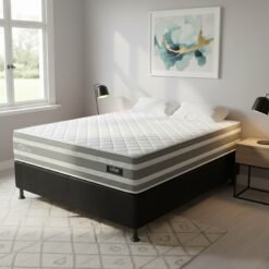 Colchão Casal Talismã 30 cm D28 Molas Ensacadas + Base Simples Corino Preto – DESIGN + ALTO NÍVEL