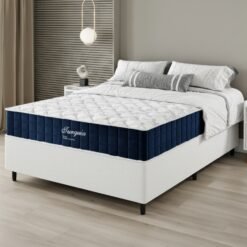 Colchão Casal Turquia 25 cm D28 Molas Ensacadas + Base Simples Corino Branco – VIERO MÓVEIS + BIOSTAR