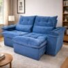 Sofá Retrátil e Reclinável Imperial 2,00 m Veludo Jolie Azul 07 - IMPERIAL DECOR
