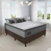 Colchão Casal Texas 29 cm D28 Molas Ensacadas + Base Simples Corino Marrom – GAZIN + ALTO NÍVEL