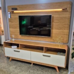 Painel até 70″ Cristal Cinamomo + Rack Cristal Cinamomo/Off White – JCM MOVELARIA