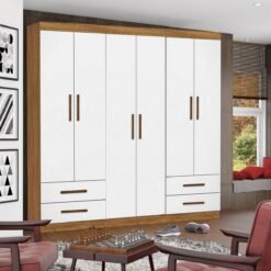 Guarda-Roupa 6 Portas Hércules (Sem espelho) 1,77 m Cinamomo/Branco – CARIOCA MÓVEIS