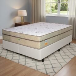 Colchão Queen Toronto 30 cm D28 Molas Ensacadas + Base Simples Corino Branco – ECOTEC + ALTO NÍVEL