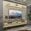 Painel até 85″ Royal 220 Off White + Rack Requinte 212 Cinza/Off White - GELIUS