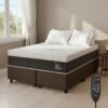 Colchão Queen Massageador Titan/Thor 34 cm D28 Molas Ensacadas + Base Box Simples Corino Marrom – VIERO + BIOSTAR