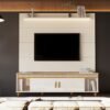 Painel até 75" Bliss + Rack Comodoro 1.8 Off White/Cedro - EDN MÓVEIS