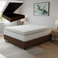 Colchão Casal New Freedom 32 cm D33 Molas Ensacadas + Base Baú Corino Marrom – ORTOBOM + BIOSTAR