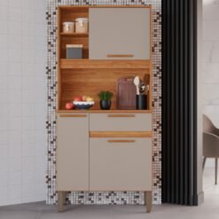 Kit Cozinha Lia 0,83 m Cinamomo/Off White - SALLÊTO