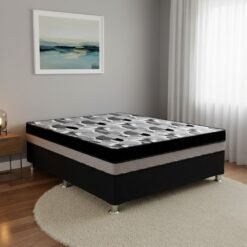 Colchão Casal ISO Dupla Face 20 cm D28/D33 + Base Simples Corino Preto – ORTOBOM + BIOSTAR