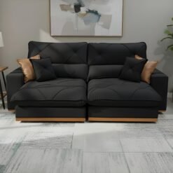 Sofa Retratil e Reclinavel Aquiles/Gran Bello 2,50 m Veludo Preto 111 - ZARAT ESTOFADOS