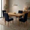 Mesa Atos 120 (Tampo 16 mm) Laminada Mel com 4 Cadeiras Las Vegas Veludo Preto 13 – VIEIRA DECOR + OURO DECOR