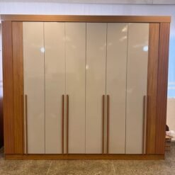 Guarda-Roupa 8 Portas Daymond  2,75 m Cinamomo/Off White/Ripado - D'DORO MÓVEIS