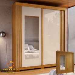 Guarda-Roupa 2 Portas Athena 1,80 m (C/Espelho) Cinamomo/Off White/Cinamomo – ACP MÓVEIS