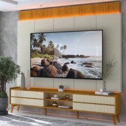 Painel + Rack até 85" Magnífico Naturale/Off White - GELIUS