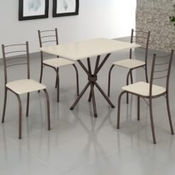 Mesa 4 Cadeiras Rio 100x60 Marrom/Off White – TEIXEIRA