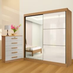 Guarda-Roupa 2 Portas Titanium + Cômoda Ipanema Cinamomo/Off White – D’DORO MÓVEIS