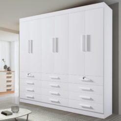 Guarda-Roupa 6 Portas Mônaco 2,40 m Branco - D'DORO MÓVEIS