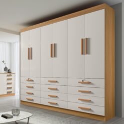 Guarda-Roupa 6 Portas Mônaco 2,40 m Cinamomo/Off White – D’DORO MÓVEIS