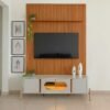 Painel até 75″ Arbo 1.9 Cedro + Rack Juquehy Off White/Naturale – EDN MÓVEIS + BECHARA