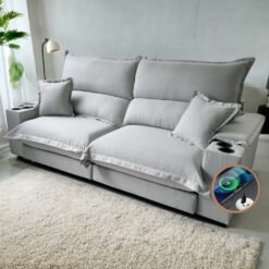 Sofá Retrátil e Reclinável Apogeu 2,50 m Veludo Prata – STARBELLA