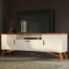 Rack até 75" Felix Off White/Cedro Natural - EDN MÓVEIS